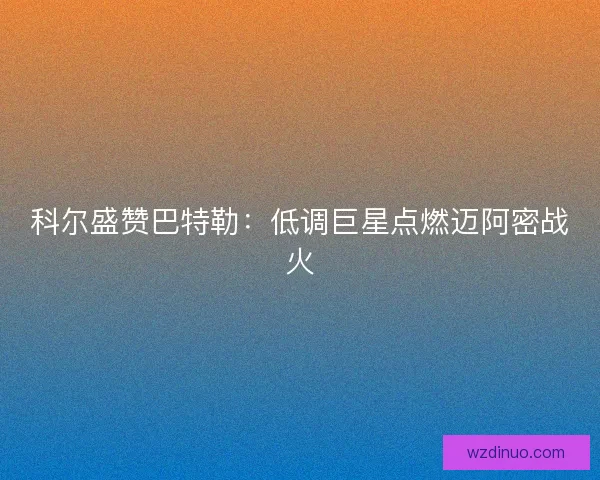 科尔盛赞巴特勒：低调巨星点燃迈阿密战火