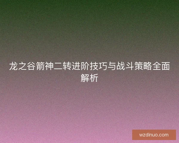 龙之谷箭神二转进阶技巧与战斗策略全面解析
