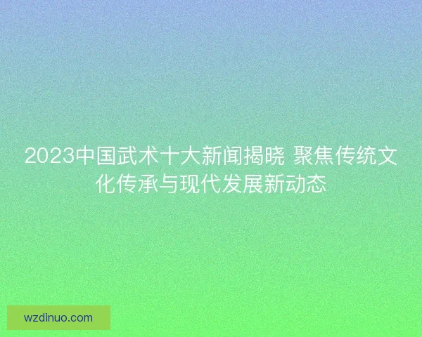 2023中国武术十大新闻揭晓 聚焦传统文化传承与现代发展新动态