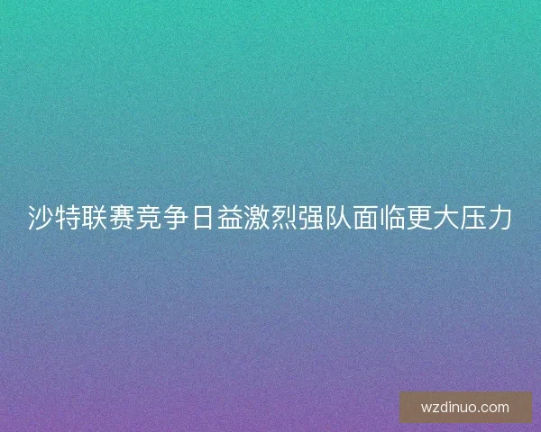 沙特联赛竞争日益激烈强队面临更大压力