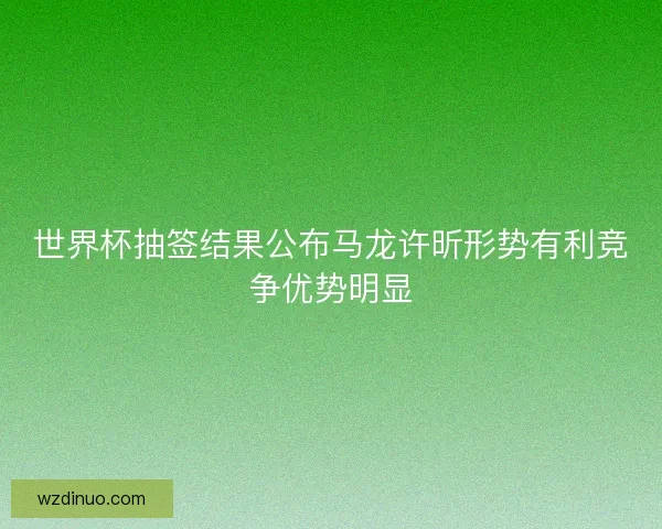 世界杯抽签结果公布马龙许昕形势有利竞争优势明显