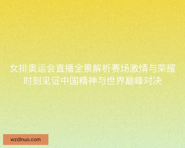 女排奥运会直播全景解析赛场激情与荣耀时刻见证中国精神与世界巅峰对决