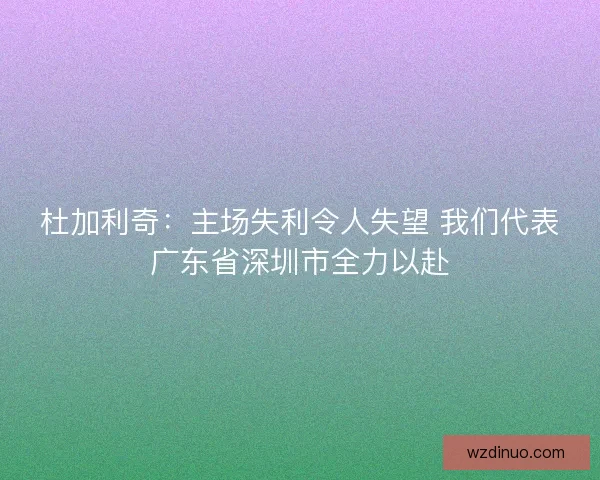 杜加利奇：主场失利令人失望 我们代表广东省深圳市全力以赴